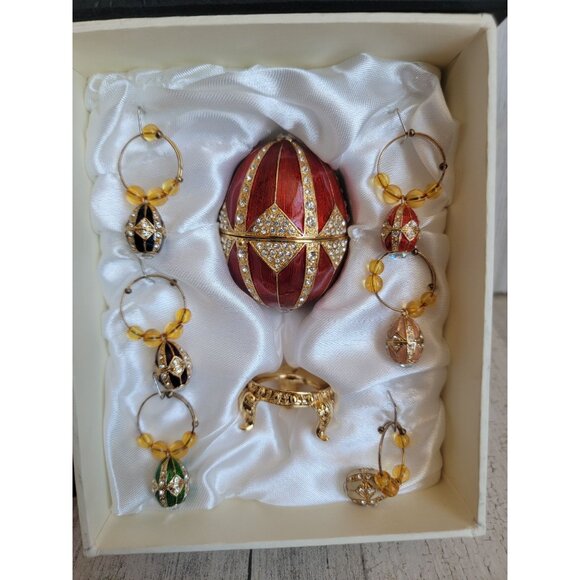 Fitz Floyd Red gold Jewel Egg box wine collection - Picture 4 of 7